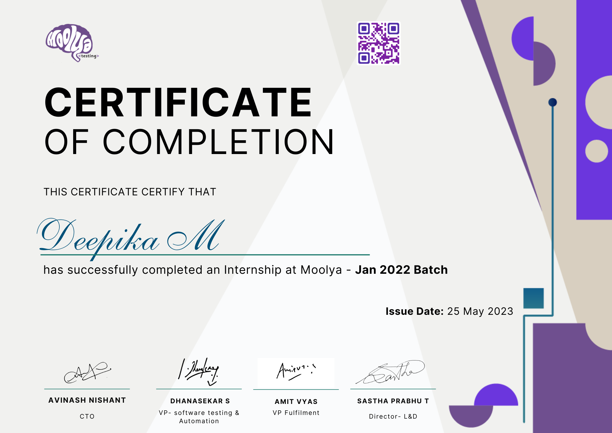 Certification: Deepika M