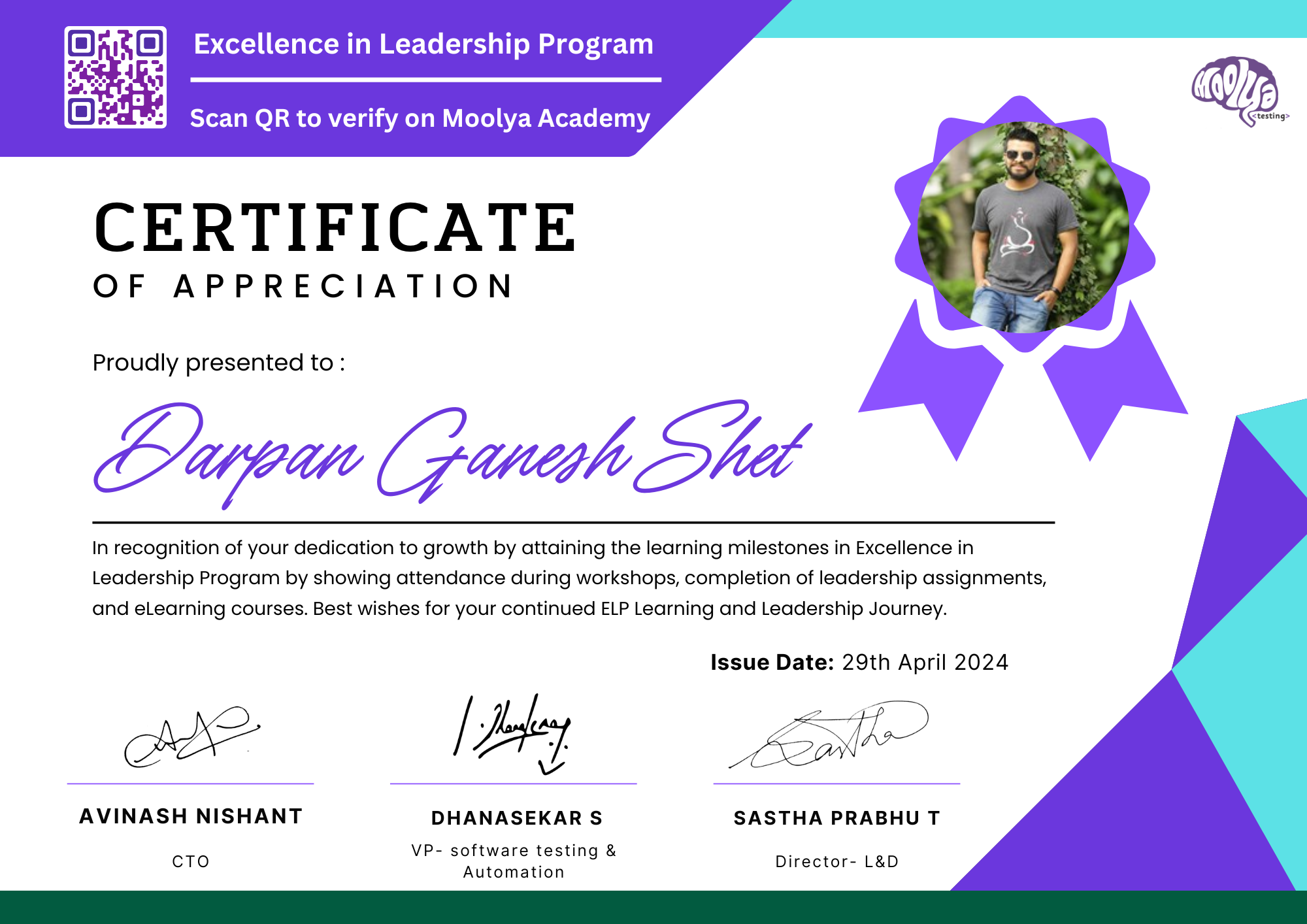 certificates: Darpan Ganesh Shet